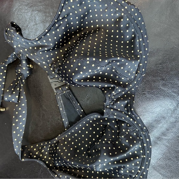 Freya Sagittarius Banded Halter Bikini Top 3888 Black with Gold Polkadot 36DD - Picture 9 of 9
